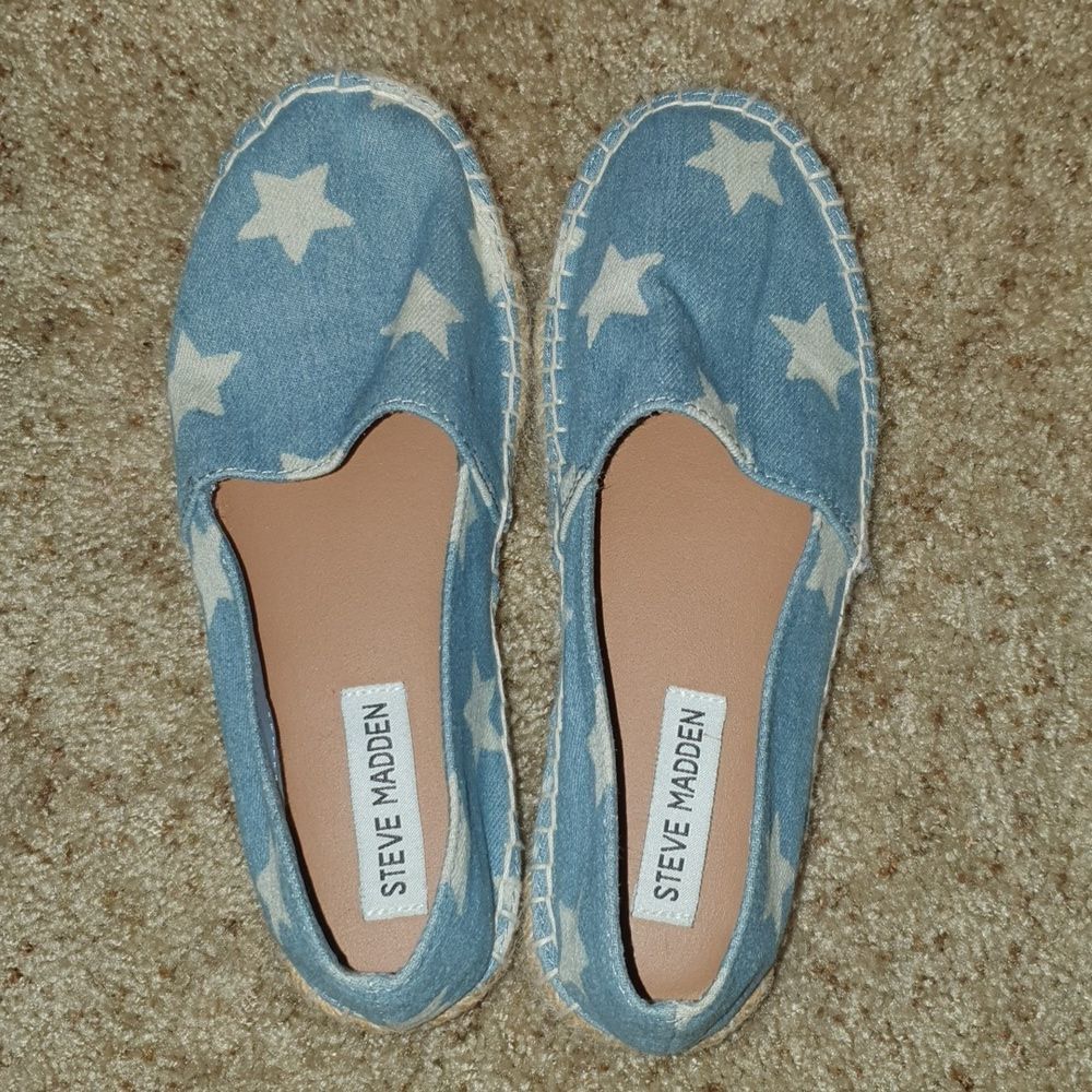 Steve Madden Talen Denim Star Espadrilles Sz 6.5